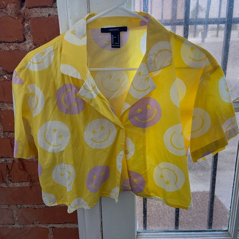 Happy Face Cropped Shirt